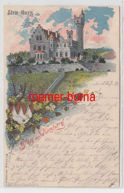 51113 Ak Lithografie Gruss aus Würzburg Stein-Burg 1899