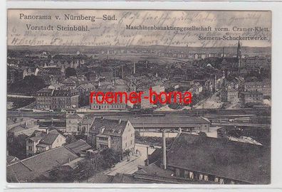 51725 Ak Panorama von Nürnberg Süd Siemens Schuckertwerke usw. 1911