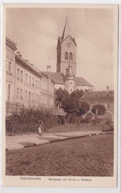 64423 AK Helmbrechts - Partie am Marktplatz mit Rathaus und Kirche 1923