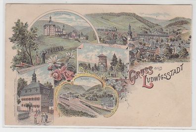 70129 Ak Lithographie Gruss aus Ludwigstadt um 1900