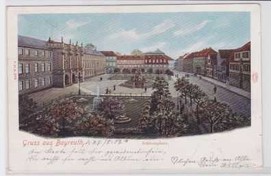 70843 AK Gruss aus Bayreuth - Schlossplatz mit Parkanlage, Brunnen, Park 1912