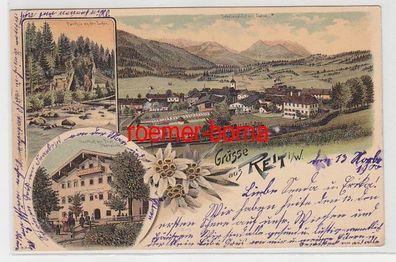 71127 Ak Lithografie Grüsse aus Reit im Winkl Gasthof zur Post 1900