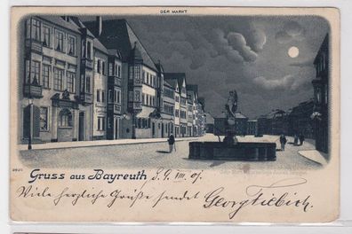89237 Mondscheinkarte Gruss aus Bayreuth der Markt 1901