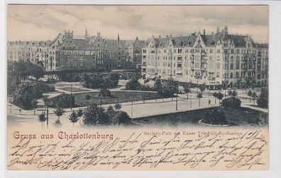 89092 Ak Gruß aus Charlottenburg Svigny-Platz mit Kaiser Friedrich Gymnasium