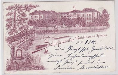 91722 Ak Lithographie Infanterie Schießschule Ruhleben bei Spandau 1900