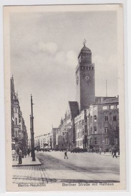 95752 Ak Berlin-Neukölln - Blick in die Berliner Straße mit Rathaus 1929