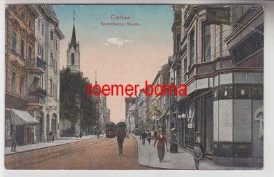 68173 Ak Cottbus Spremberger Strasse mit Geschäften um 1910