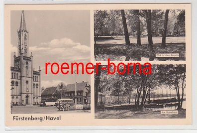 68879 Mehrbild Ak Fürstenberg / Havel Markt, Kurpark, Bootshaus um 1960