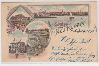 70658 Ak Lithographie Gruss aus Neu-Ruppin Gasthaus usw. 1898