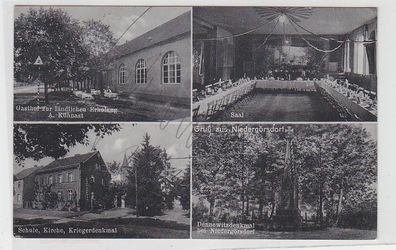 72143 Mehrbild Ak Gruß aus Niedergörsdorf Gasthof, Schule, Kirche Kriegerdenkmal
