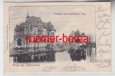 72328 Ak Gruss aus Liebenwerda Kreishaus und landräthliche Villa 1902