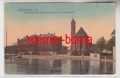 73742 Ak Brandenburg Saldernsches Realgymnasium und St. Johanniskirche 1908
