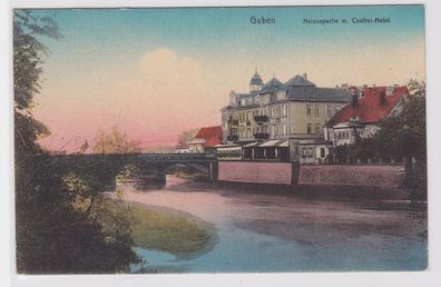 90135 Ak Guben Neissepartie mit Central Hotel 1918