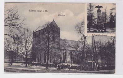 91876 AK Löwenberg i.M. - Kirche & Kriegerdenkmal 1917