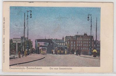 67873 Ak Lunakarte Geestemünde-Bremerhaven Die neue Geestebrücke 1915
