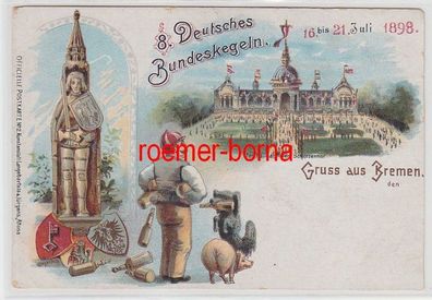 72490 Ak Lithografie Gruss aus Bremen 8. Dt. Bundeskegeln 16.-21. Juli 1898