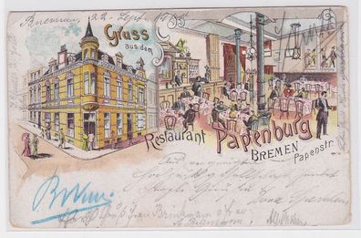 82030 Ak Lithographie Gruß aus dem Restaurant Papenburg Bremen 1900