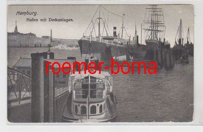 71941 Feldpost Ak Hamburg Hafen mit Dockanlagen 1915