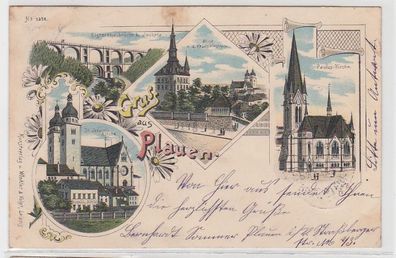 72989 Ak Lithographie Gruss aus Plauen 1899