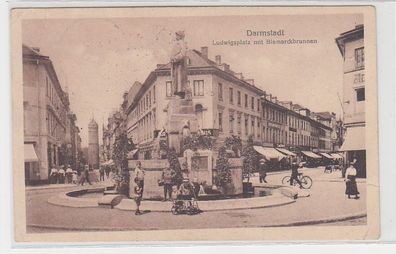 13712 Feldpost Ak Darmstadt Ludwigstadt mit Bismarckbrunnen 1918