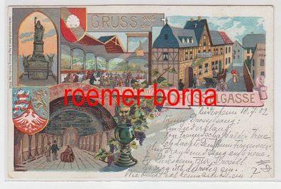 73470 Ak Lithographie Gruß aus der Rüdesheimer Drosselgasse 1902