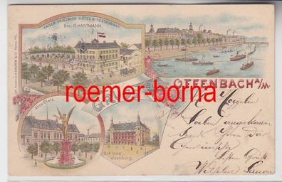 73826 Ak Lithographie Gruss aus Offenbach am Main Hotel & Restaurant 1898