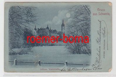 39533 Mondscheinkarte Gruß aus Schwerin Schloss Wasserseite 1898