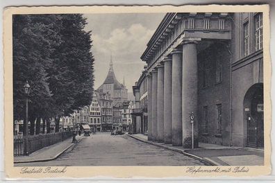 70053 Ak Seestadt Rostock Hopfenmarkt mit Palais 1939