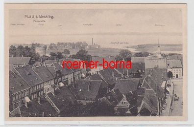 72093 Ak Plau in Mecklenburg an der Elde Panorama über die Dächer um 1920