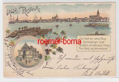 72355 Ak Lithographie Gruß aus Rostock 1900