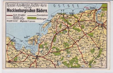 89342 Landkarten Ak von den Mecklenburgischen Bädern 1934