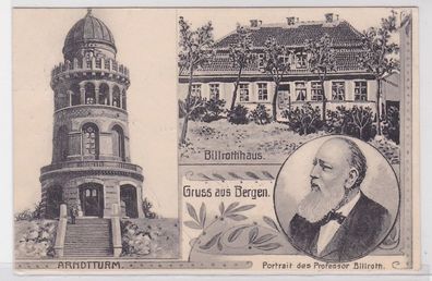 89538 Mehrbild Ak Gruß aus Bergen Arndtturm, Billrothhaus 1909