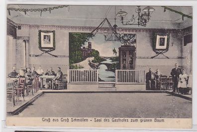 90555 Ak Gruß aus Groß Schmölen Saal des Gasthofes zum grünen Baum 1917