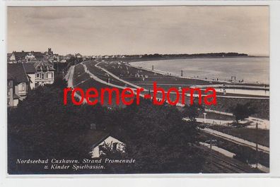 70340 Ak Nordseebad Cuxhaven Strand Promenade und Kinder Spielbassin um 1920