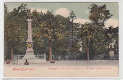 70483 Ak Atens Nordenham Bürgerpark mit Kaiser Wilhelm Denkmal um 1900