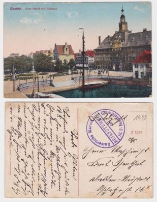 93550 Ak Emden, alter Markt mit Rathaus um 1910