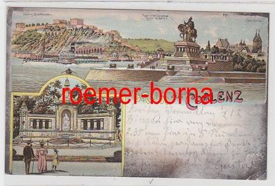 73207 Ak Lithographie Gruß aus Coblenz Festung Ehrenbreitstein 1902