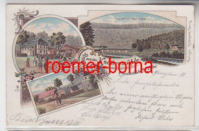 73671 Ak Lithographie Gruß aus der Knottenmühle bei Neumühle an der Elster 1899