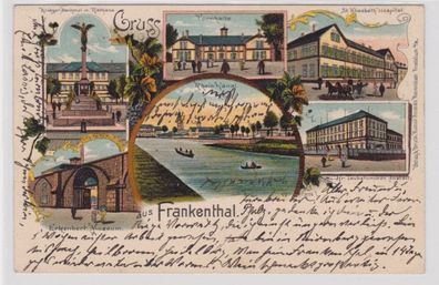 89687 Ak Lithographie Gruß aus Frankenthal Turnhalle, Erkenbert Museum usw. 1904