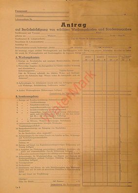 Dokument Urkunde Lohnsteuerformular blanko v. 1950