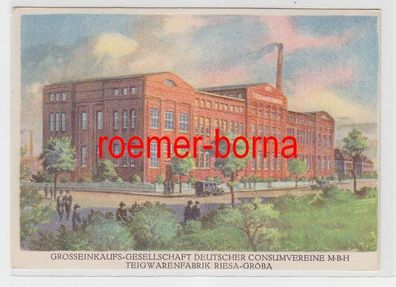 69863 Reklame Ak Riesa-Gröba Konsum Teigwarenfabrik um 1930