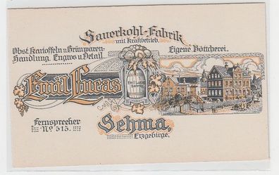 71203 Reklame Karte Sehma im Erzgebirge Sauerkohl Fabrik Emil Lucas um 1900