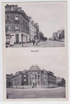 72348 Mehrbild Ak Borsdorf Rathaus, Leipziger Strasse 1930