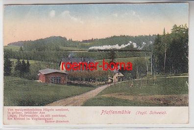 72546 Ak Pfaffenmühle (Vogtländische Schweiz) mit Dampflokomotive 1920