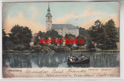 72662 Ak Waldheim Stadtkirche Kahnpartie 1911