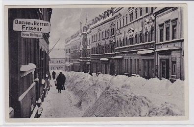 87521 Winter Ak Zwönitz im Erzgebirge Damen & Herren Friseur um 1942