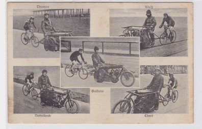 87880 Ak Leipzig Steherrennen Radrennen mit Namen der Fahrer um 1919