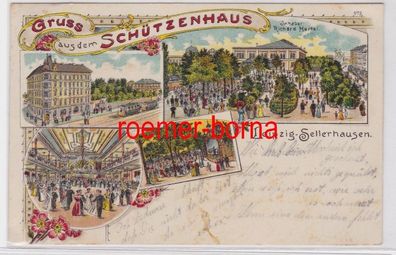 88035 Ak Lithographie Gruß aus dem Schützenhaus Leipzig Sellerhausen 1910