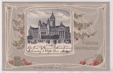 90884 Rahmen Ak Fröhliche Weihnachten, Leipzig Neues Rathaus 1902