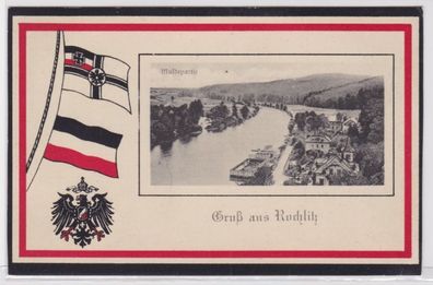 94807 Rahmen Ak Rochlitz Muldepartie, Flagge und Wappen Deutsches Reich 1915
